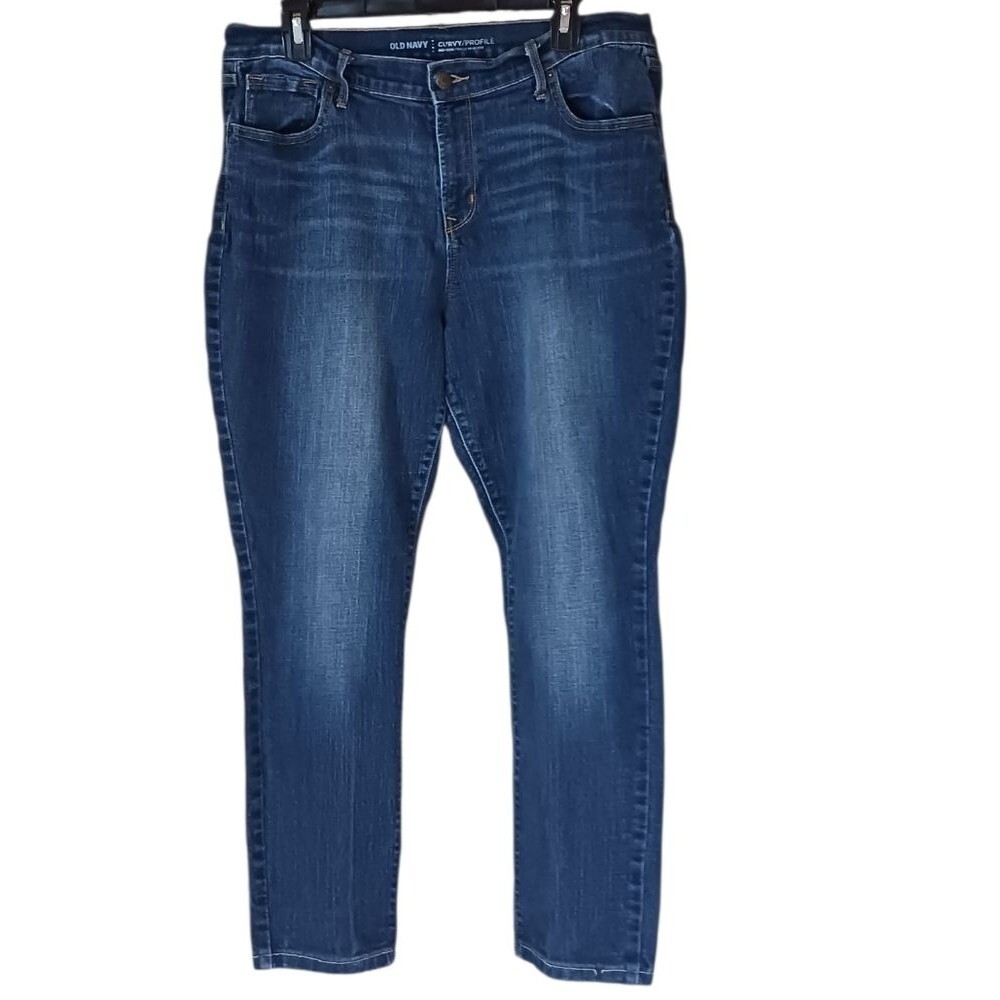 Old Navy Women's Curvy Skinny Jeans Blue Denim 84% Cotton Size16 S